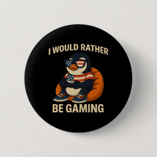 Chapa Redonda De 5 Cm Patriótico Guay Funny American Penguin Gamer Video