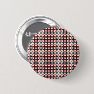 Chapa Redonda De 5 Cm Patrón a cuadros en forma de cruz con corazones ro
