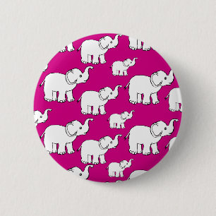 Chapa Redonda De 5 Cm Patrón animal rosado Personalizado Elefante