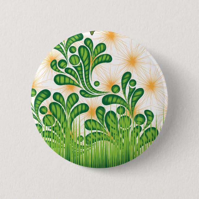 Chapa Redonda De 5 Cm Patrón artístico verde y dorado que representa un  (Anverso)