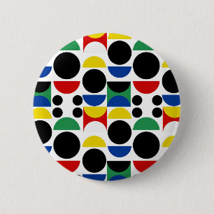 Chapa Redonda De 5 Cm Patrón Bauhaus escandinavo de mediados del siglo