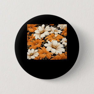 Chapa Redonda De 5 Cm patrón blanco - flor silvestre de cottagecore whim