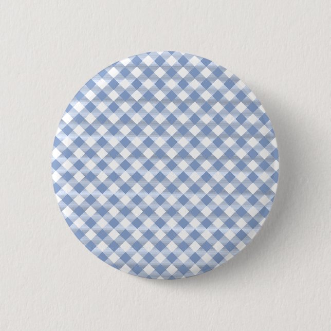Chapa Redonda De 5 Cm Patrón clásico de gingham azul claro con estampado (Anverso)