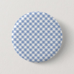 Chapa Redonda De 5 Cm Patrón clásico de Gingham azul comprobado