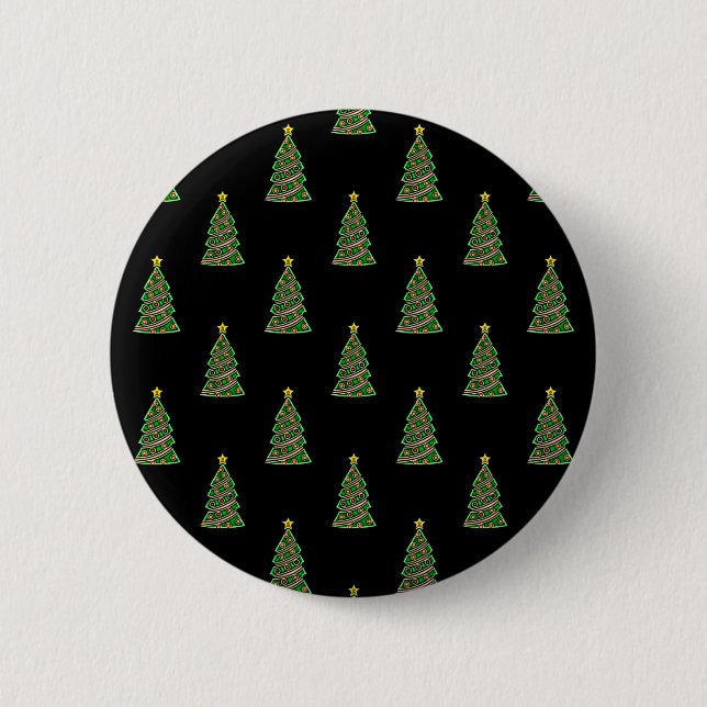 Chapa Redonda De 5 Cm Patrón continuo con árboles de Navidad (Anverso)