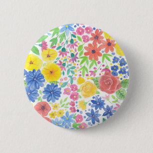 Chapa Redonda De 5 Cm Patrón de acuarela floral