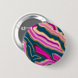 Chapa Redonda De 5 Cm Patrón de ágata rosa y azul