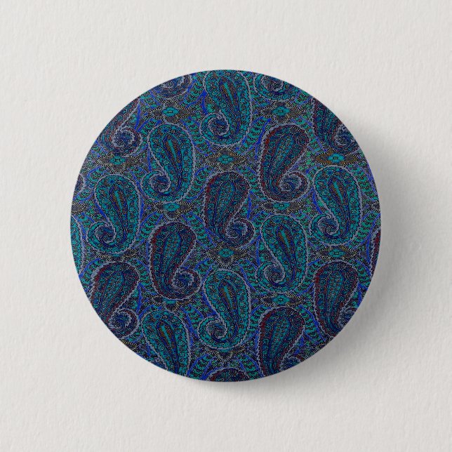 Chapa Redonda De 5 Cm Patrón de arte del Boho indio azul Paisley (Anverso)