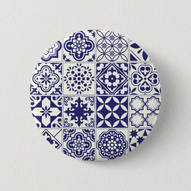 Chapa Redonda De 5 Cm Patrón de azulejos de cerámica (Anverso)