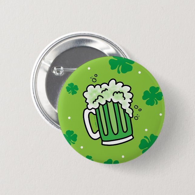 Chapa Redonda De 5 Cm Patrón de cerveza verde del Día de San Patricio (Anverso y reverso)