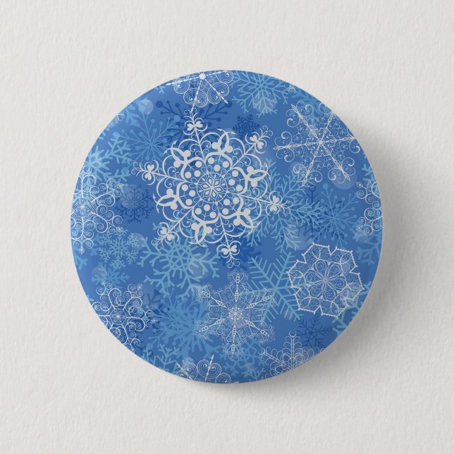 Chapa Redonda De 5 Cm Patrón de copo de nieve (Anverso)
