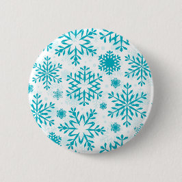 Chapa Redonda De 5 Cm Patrón de copo de nieve azul