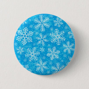 Chapa Redonda De 5 Cm Patrón de copos de nieve blancos