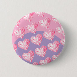Chapa Redonda De 5 Cm Patrón de Corazón de Diamante Rosa – Diseño Lindo 
