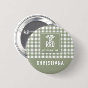 Chapa Redonda De 5 Cm Patrón de cuadros personalizado para dietista regi
