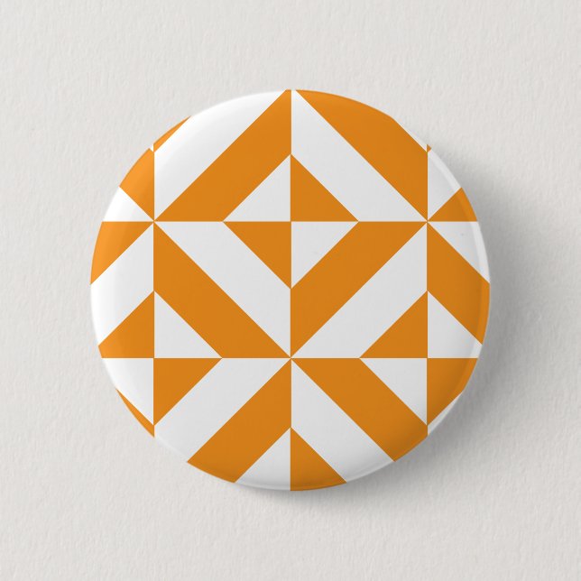 Chapa Redonda De 5 Cm Patrón de cubo de deco geométrico del Naranja quem (Anverso)