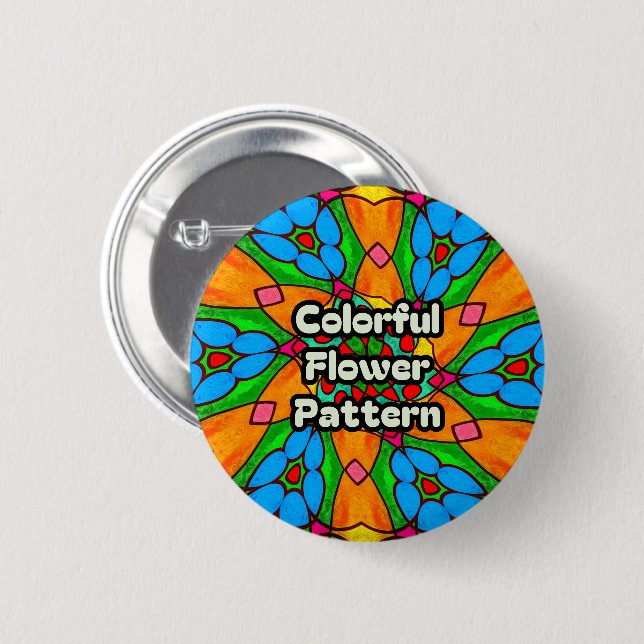 Chapa Redonda De 5 Cm Patrón de flores estéticas (Anverso y reverso)