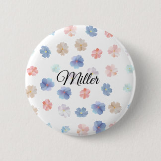 Chapa Redonda De 5 Cm Patrón de flores silvestres pastel suave