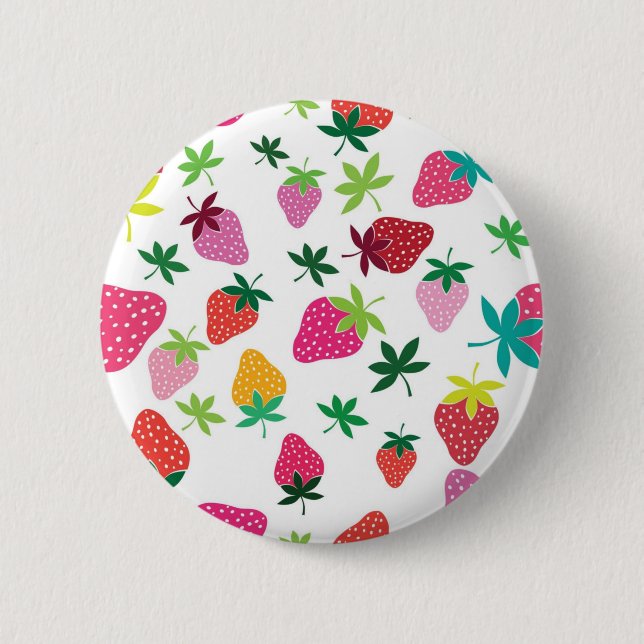 Chapa Redonda De 5 Cm Patrón de fresa (Anverso)