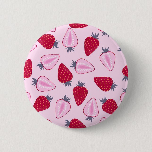 Chapa Redonda De 5 Cm Patrón de fresa (Anverso)