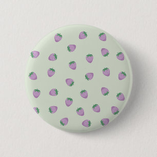 Chapa Redonda De 5 Cm Patrón de Fresa Morada sobre Fondo Verde