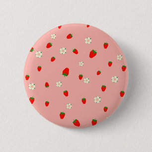 Chapa Redonda De 5 Cm Patrón de Fresas y Flores