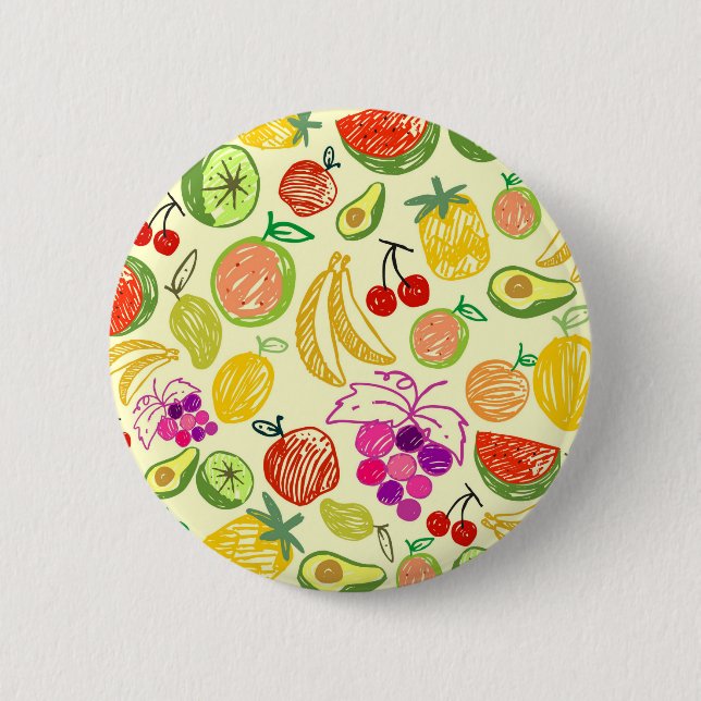 Chapa Redonda De 5 Cm Patrón de frutas (Anverso)