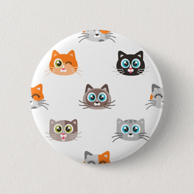 Chapa Redonda De 5 Cm Patrón de gato (Anverso)