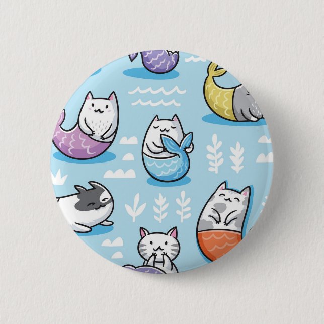 Chapa Redonda De 5 Cm Patrón de gato (Anverso)