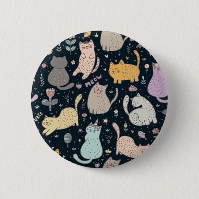 Chapa Redonda De 5 Cm Patrón de gato (Anverso)