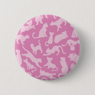 Chapa Redonda De 5 Cm Patrón de gato rosado