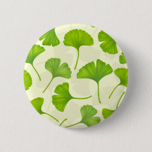 Chapa Redonda De 5 Cm Patrón de Ginkgo en blanco roto
