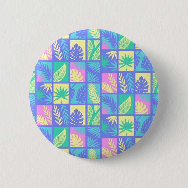 Chapa Redonda De 5 Cm Patrón de hojas (Anverso)