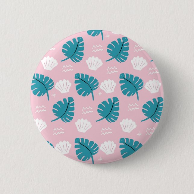 Chapa Redonda De 5 Cm Patrón de hojas (Anverso)