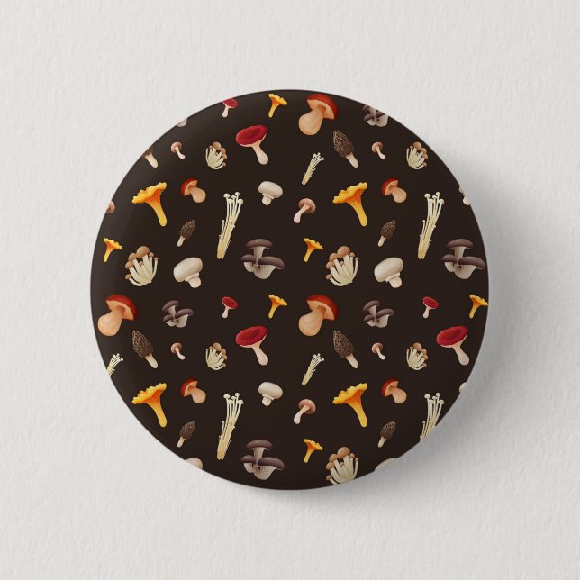 Chapa Redonda De 5 Cm Patrón de hongos (Anverso)