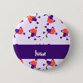 Chapa Redonda De 5 Cm Patrón de jugador de hockey sobre hielo en patinaj