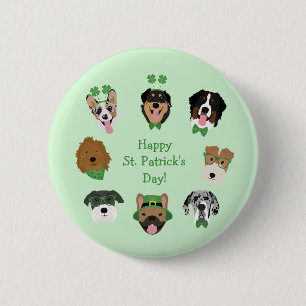Chapa Redonda De 5 Cm Patrón de la cara del perro de St Patricks
