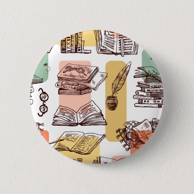 Chapa Redonda De 5 Cm Patrón de libro (Anverso)
