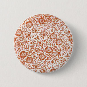 Chapa Redonda De 5 Cm Patrón de Malva de William Morris: Floral Terracot