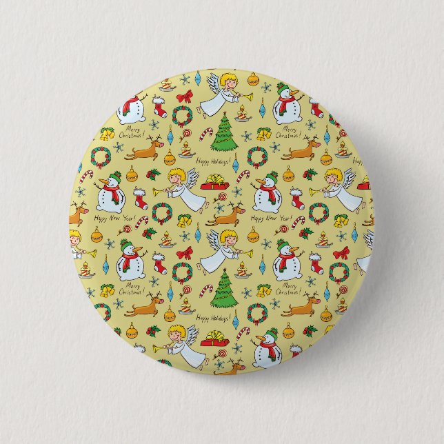 Chapa Redonda De 5 Cm patrón de navidades (Anverso)