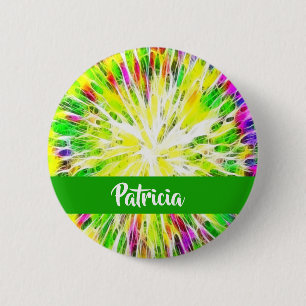 Chapa Redonda De 5 Cm Patrón de nombre personalizado de tinte de corbata