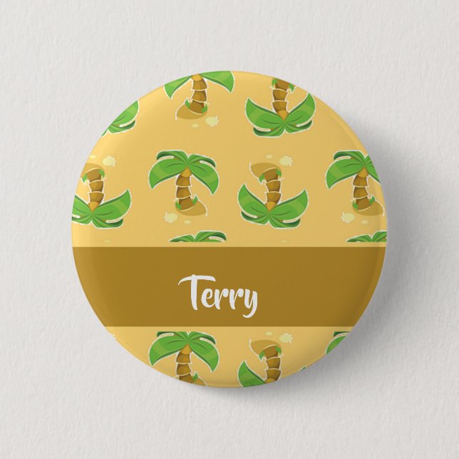 Chapa Redonda De 5 Cm Patrón de palmeras tropicales (Anverso)