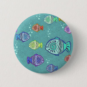 Chapa Redonda De 5 Cm Patrón de peces de Clip Art + tus ideas