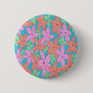 Chapa Redonda De 5 Cm Patrón de pez estrella tropical