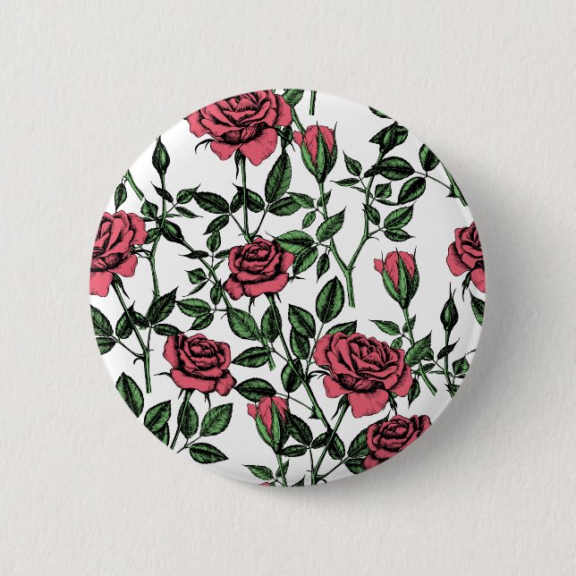 Chapa Redonda De 5 Cm patrón de rosas (Anverso)