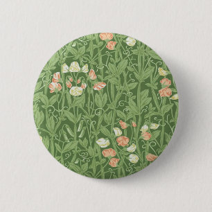 Chapa Redonda De 5 Cm Patrón de Sweet Pea de William Morris Botánico Vin