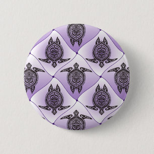 Chapa Redonda De 5 Cm Patrón de tortugas marinas chamánicas - violeta