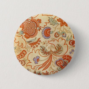 Chapa Redonda De 5 Cm Patrón floral antiguo de paisley de chintz