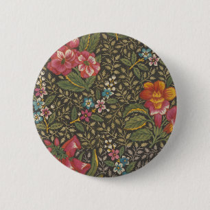 Chapa Redonda De 5 Cm Patrón Floral Antiguo Toile de Jouy Francés