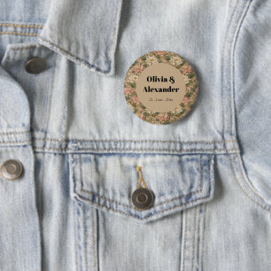 Chapa Redonda De 5 Cm Patrón floral botánico de loto de agua vintage